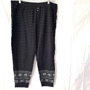 Cuddl Duds Black and White Patterned pajama Pants SZ XXL GENTLY WORN